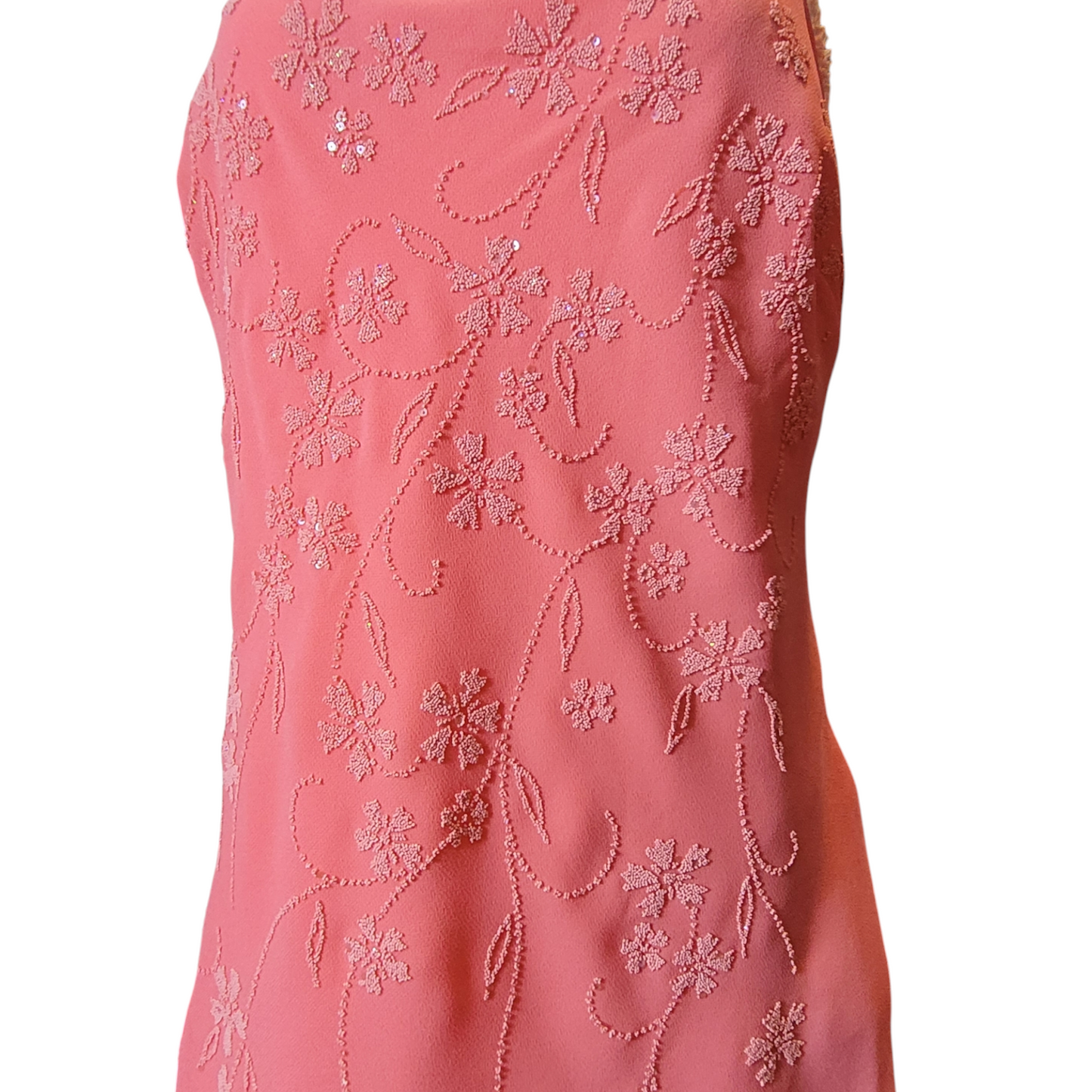 90s Vintage Beaded Asymmetric Hem Slip Dress