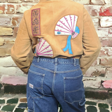 Load image into Gallery viewer, Vintage 1990s Suede Leather Embroidered Jacket Impressions by Rem Garson Size L
