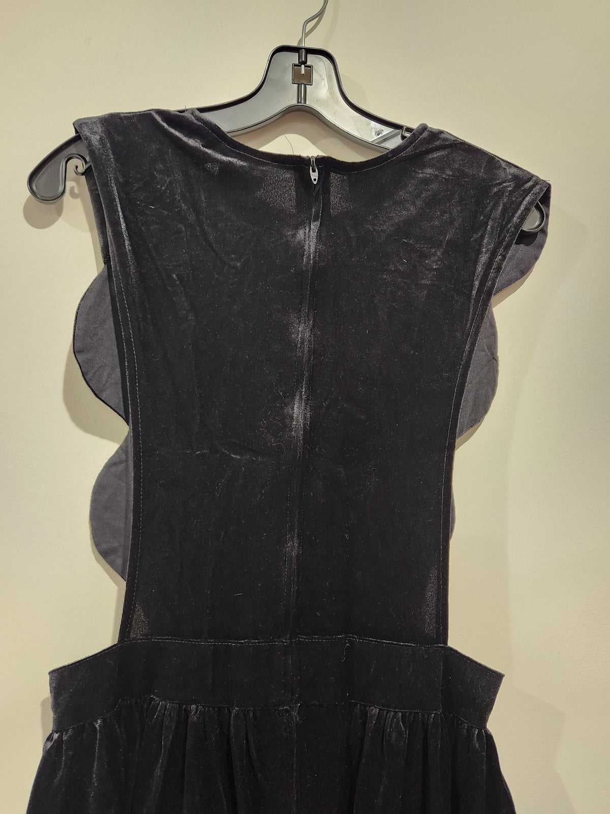 Vintage Harold Square Sculptural Black Velvet Jumper Dress with Rose Detail