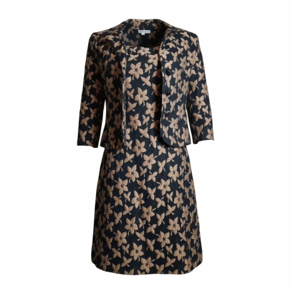 1950s Floral Print Sheath Dress & Jacket Size S