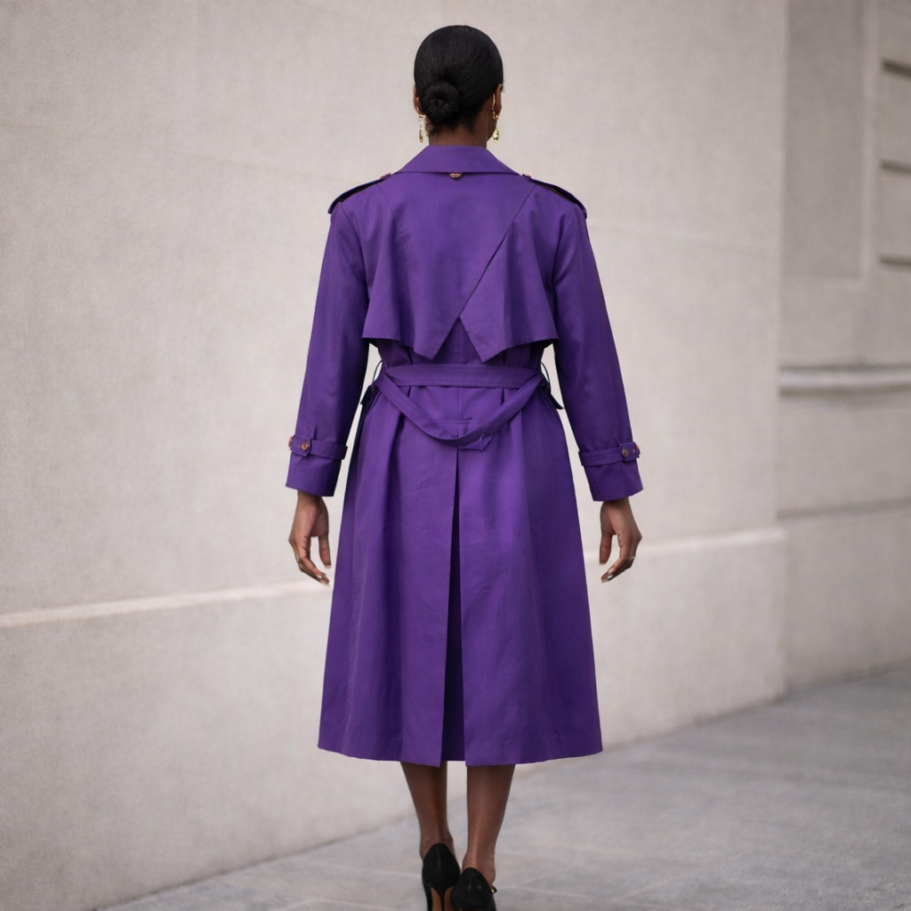 Vintage 90s J Gallery Royal Purple Hooded Trench Coat Size M