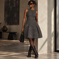 MICHAEL Michael Kors Black & Ivory Cotton-Wool Sculptural Dress — Size 4