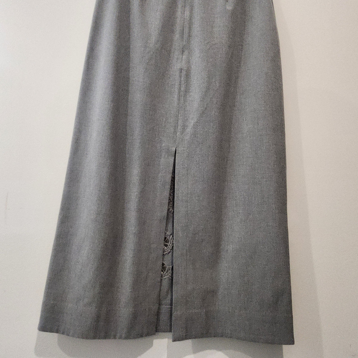 Rare Sea Broderie-anglaise Grey Wool Twill Skirt Size M