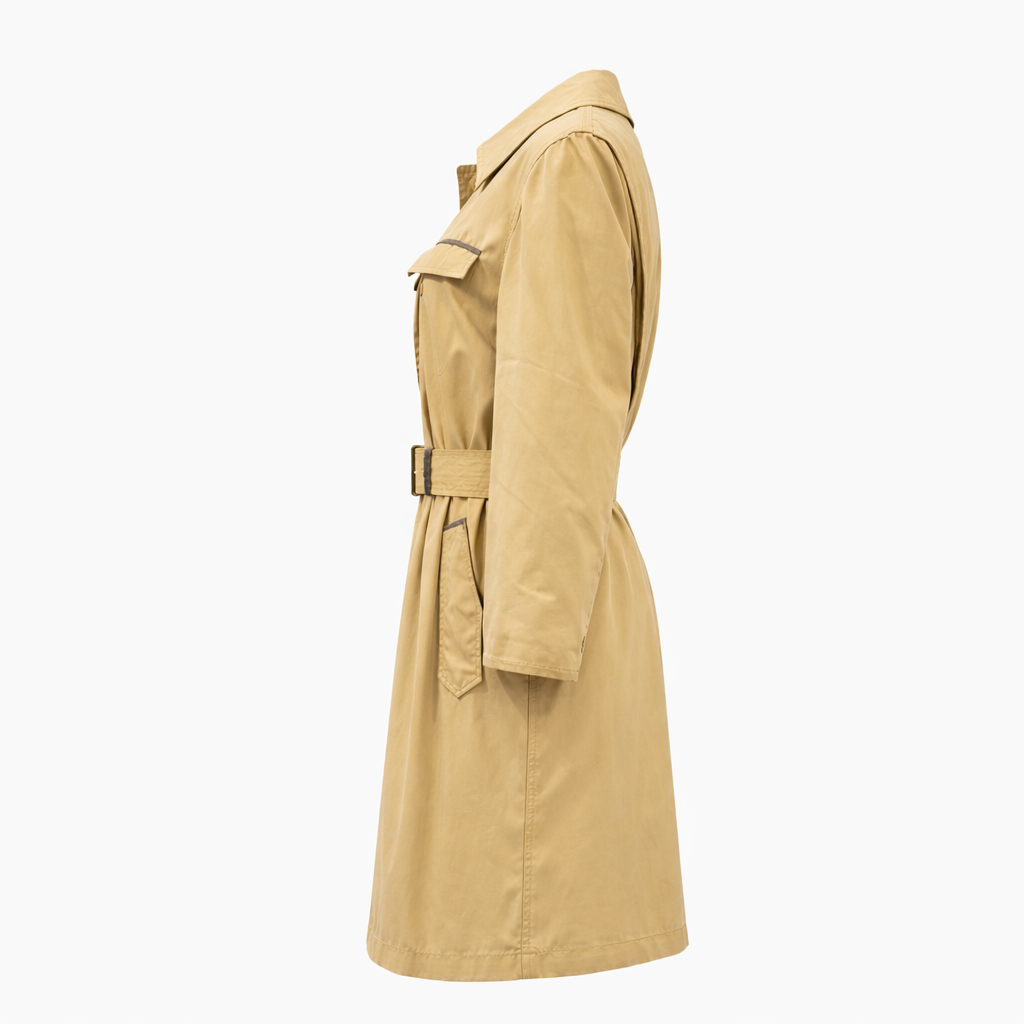 60s  Buoy Cloth Trench with Removable Wool & Camel Hair Lining Talon Zipper Size 38