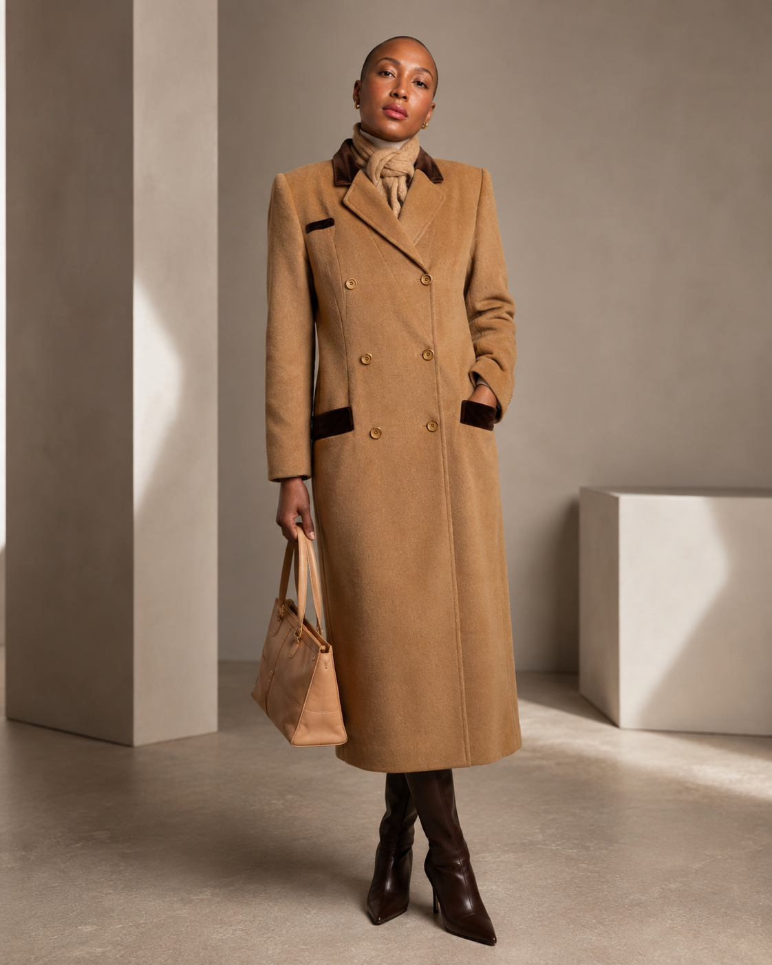 1960s Vintage Valentino Boutique Camel Hair Coat Size Large