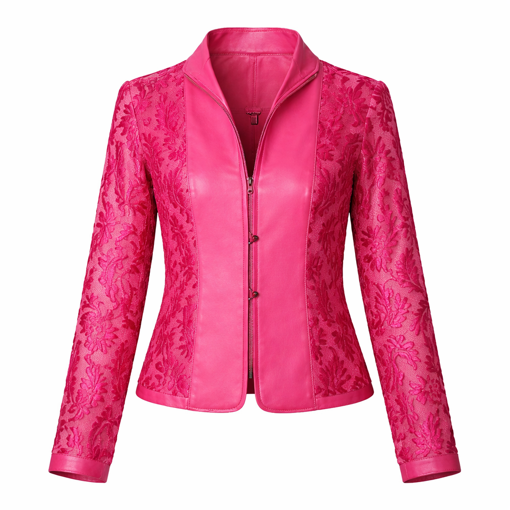 Pink Leather Blazer Jacket Size M