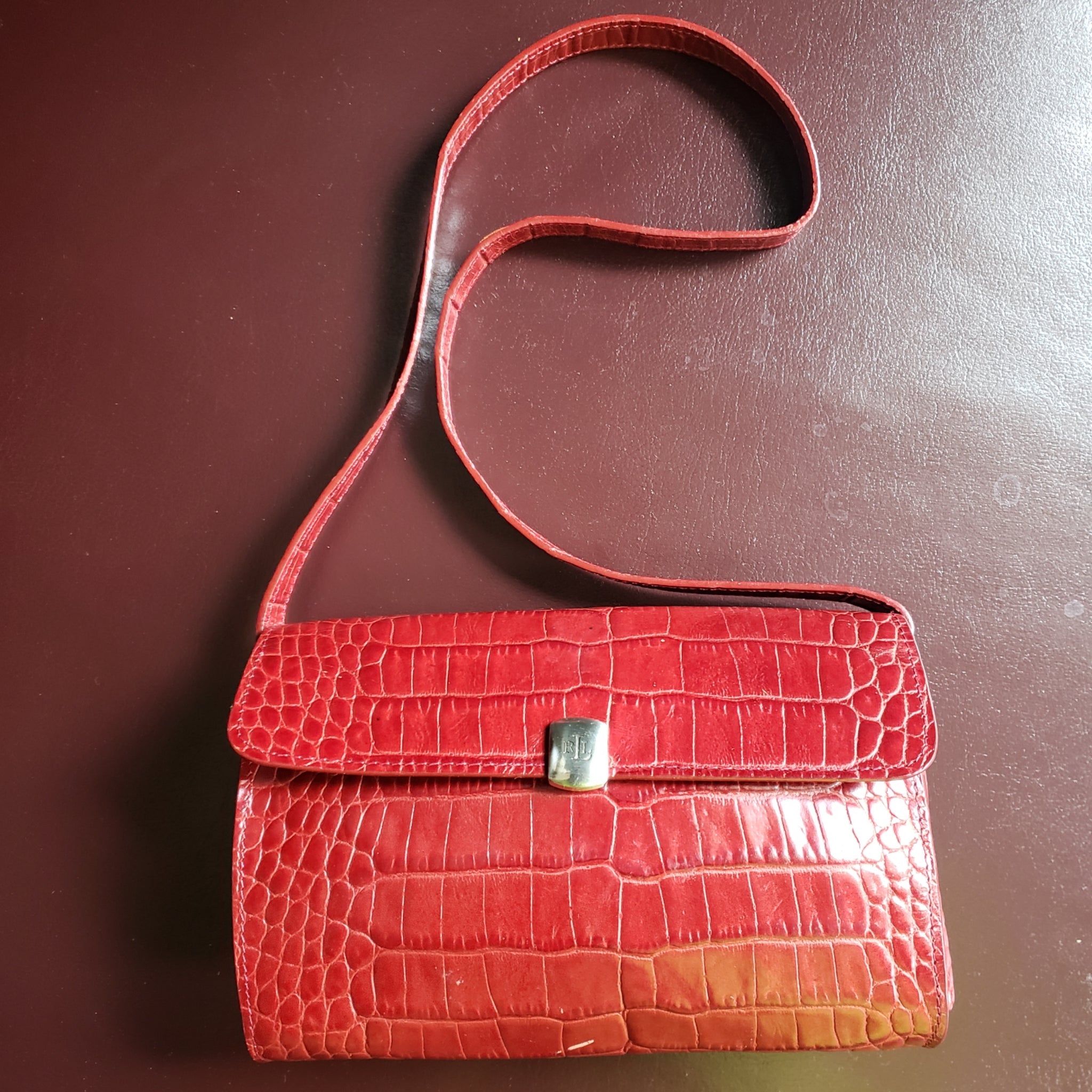 Vintage Ralph Lauren Embossed Croc Shoulder Bag – Lucille