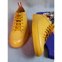 Load image into Gallery viewer, Bally Helliot Dip Dyed Sneaker Gold Sand Size 8.5
