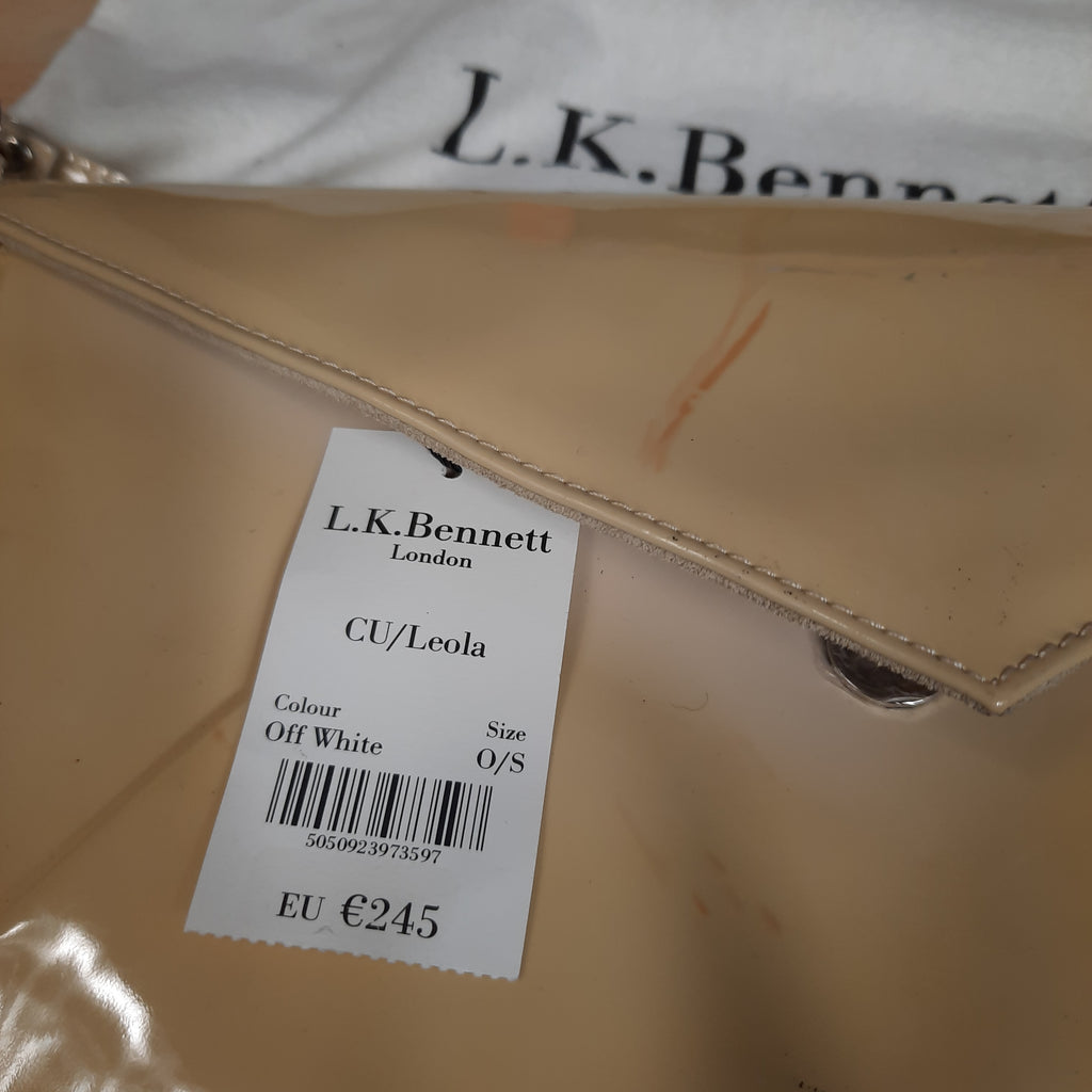 L.K. Bennett "Leola"  Patent Leather Convertable Shoulder Bag/ Clutch Tan