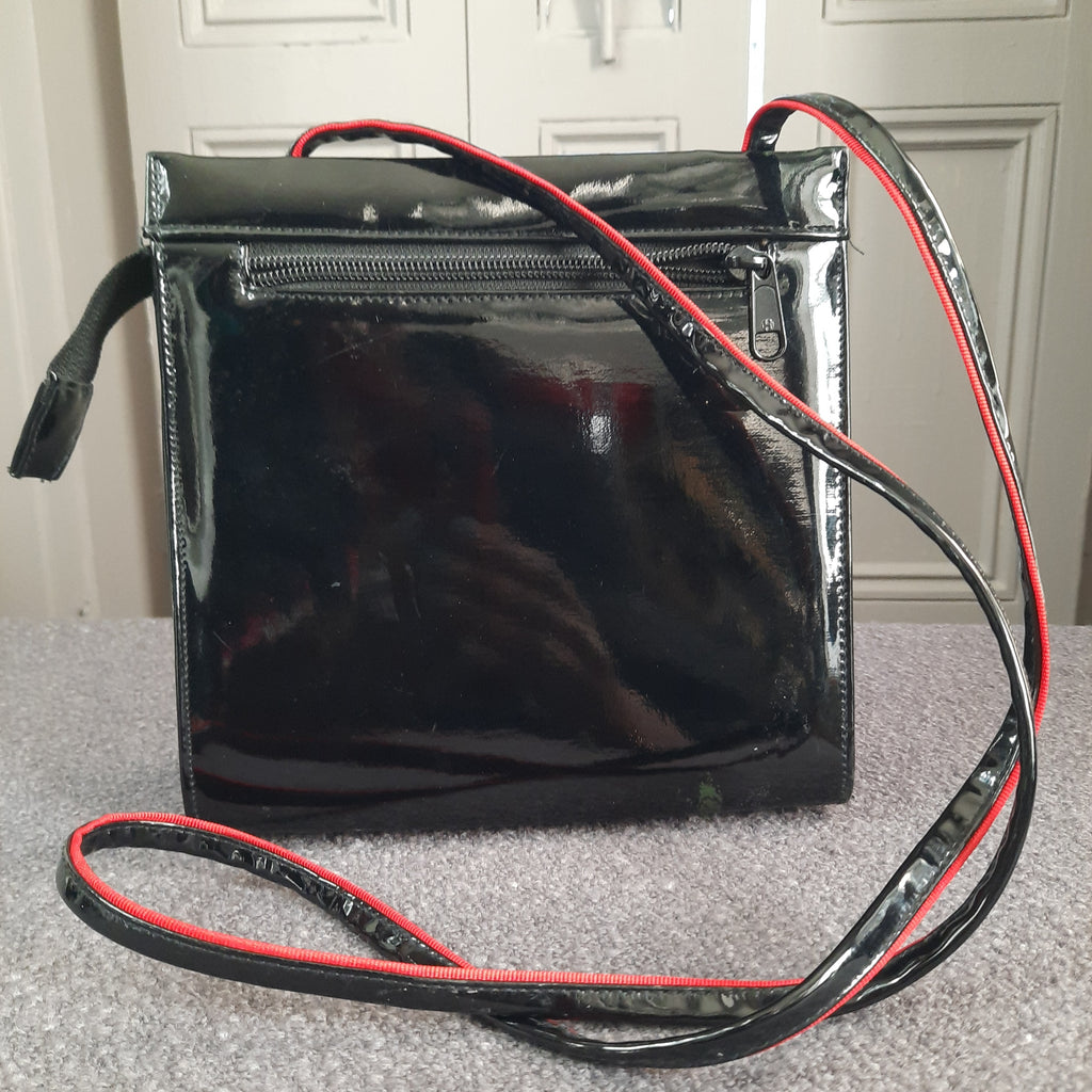 Vintage Quilted Patent Leather Crossbody Bag