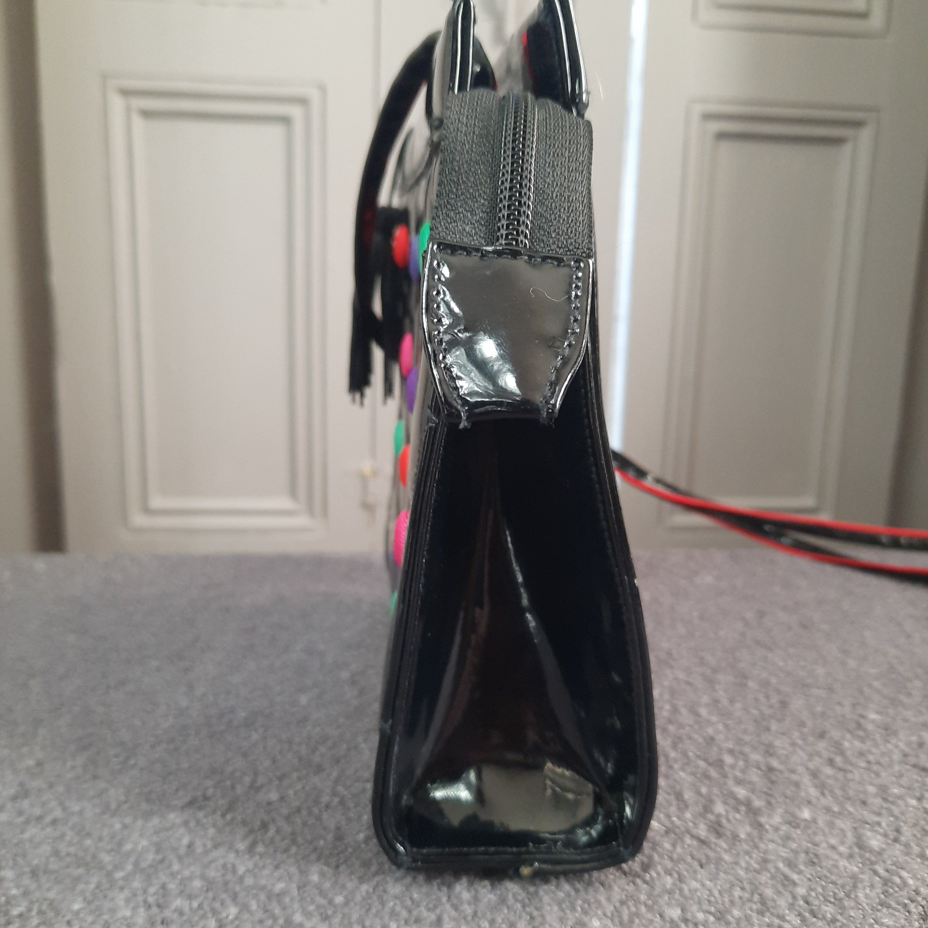 Vintage Quilted Patent Leather Crossbody Bag