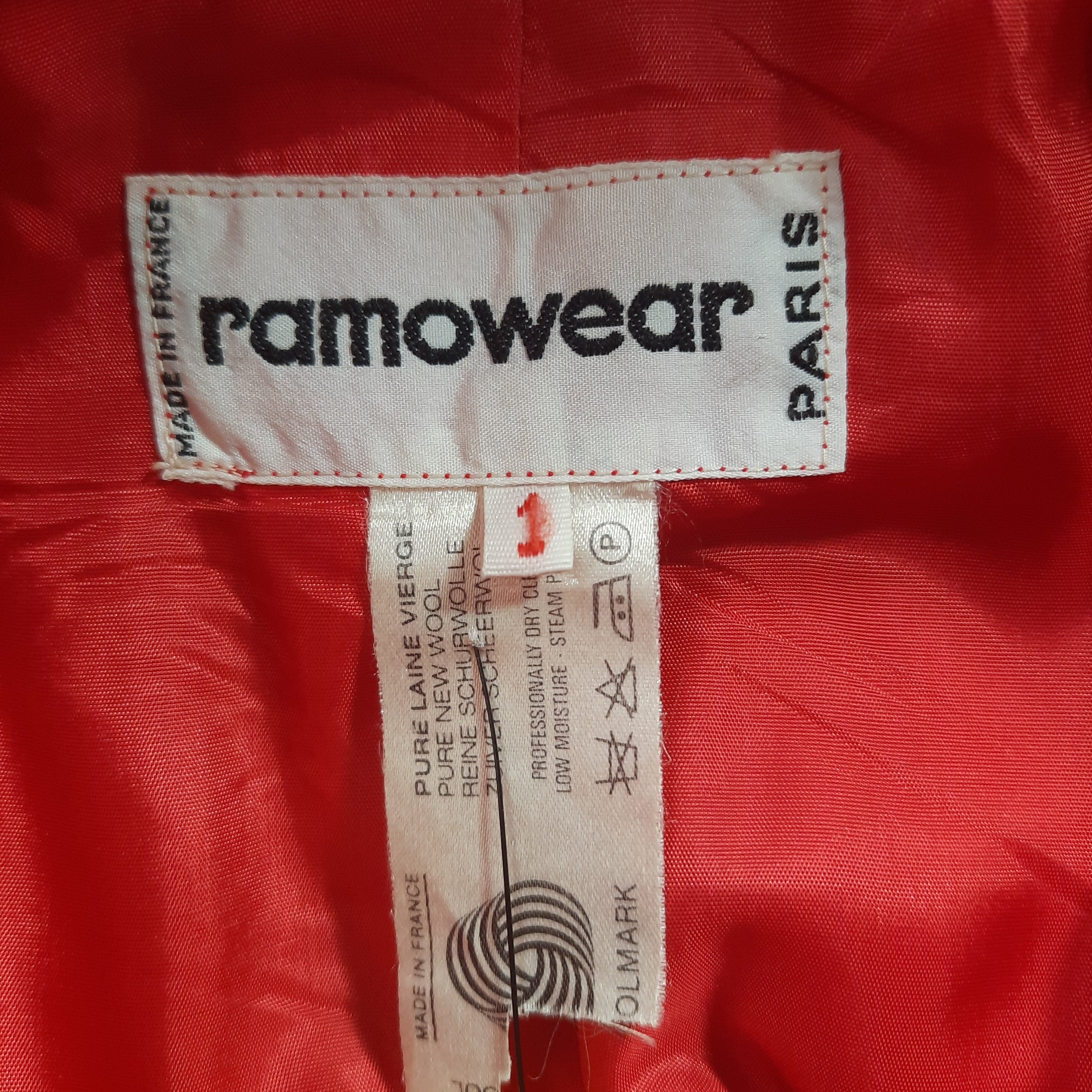 RAMO WEAR ラモウェア ローブコート vintage フランス製 Vintage 1970s Ramowear Paris Red Wool Coat Size Large