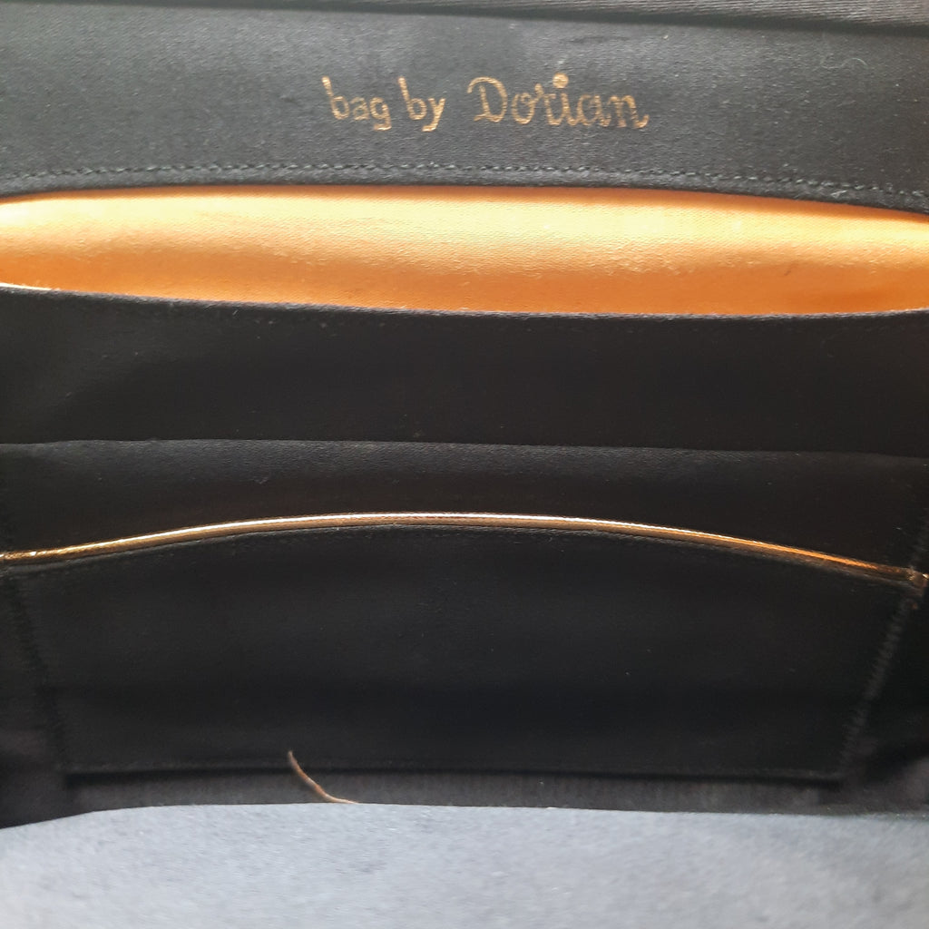 1950s Vintage Black Satin Clutch | Bag by Dorian