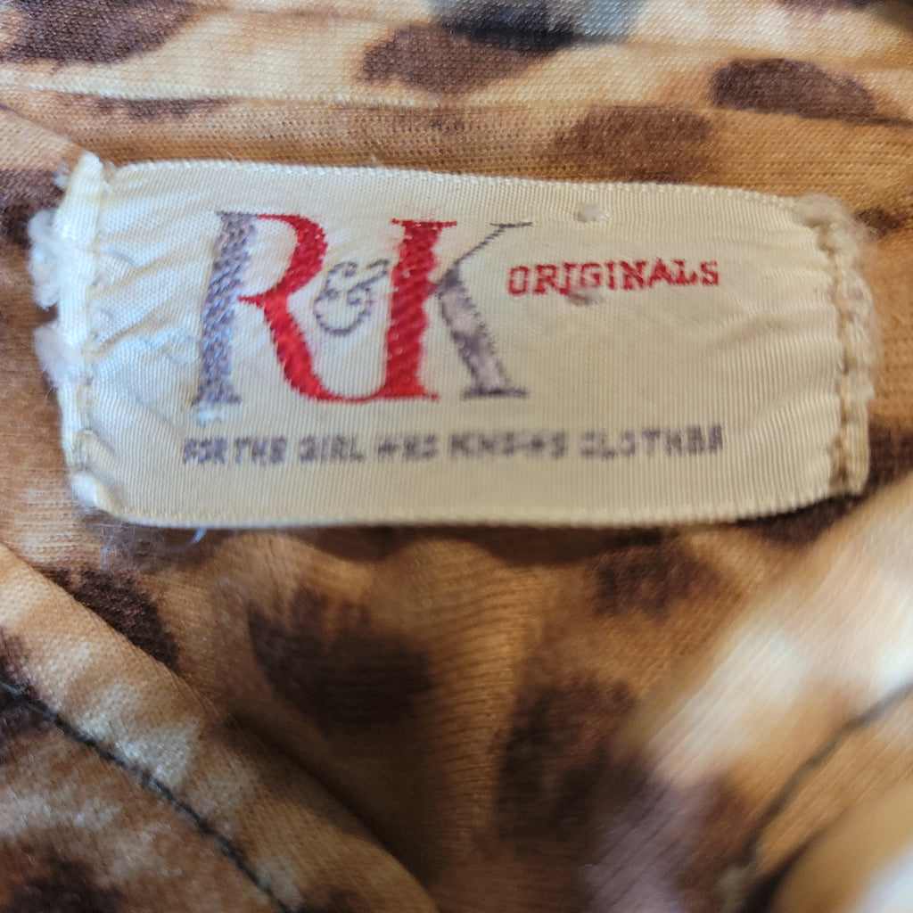 Vintage 1960s  R & K Originals Leopard Print Mini Dress Size M