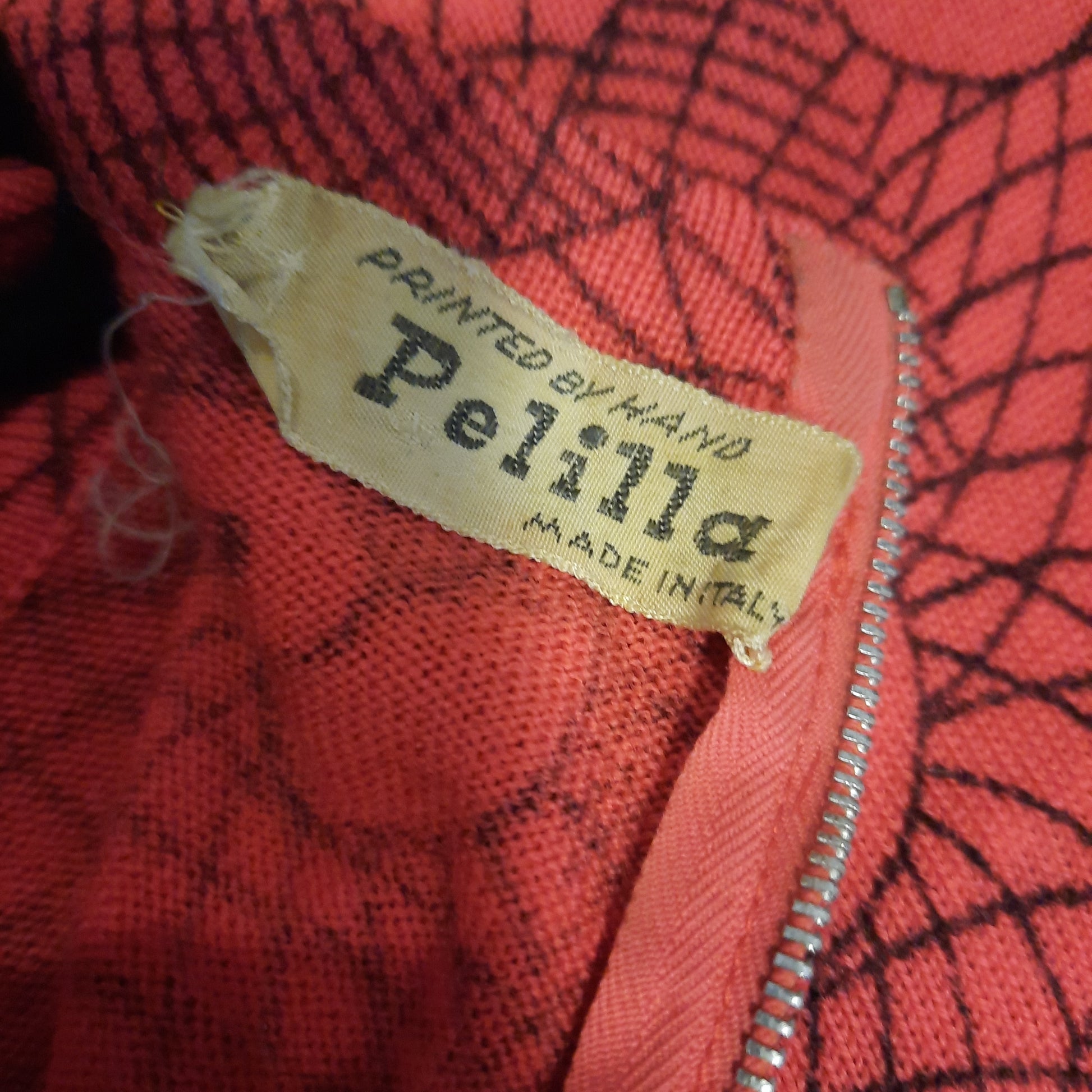 60s Vintage Wool Dresses Pelilla B Altman & Co Hand Printed Wool Dress, Reimagined by Narai Lucille Lucille Golden Vintage Clothing Tags