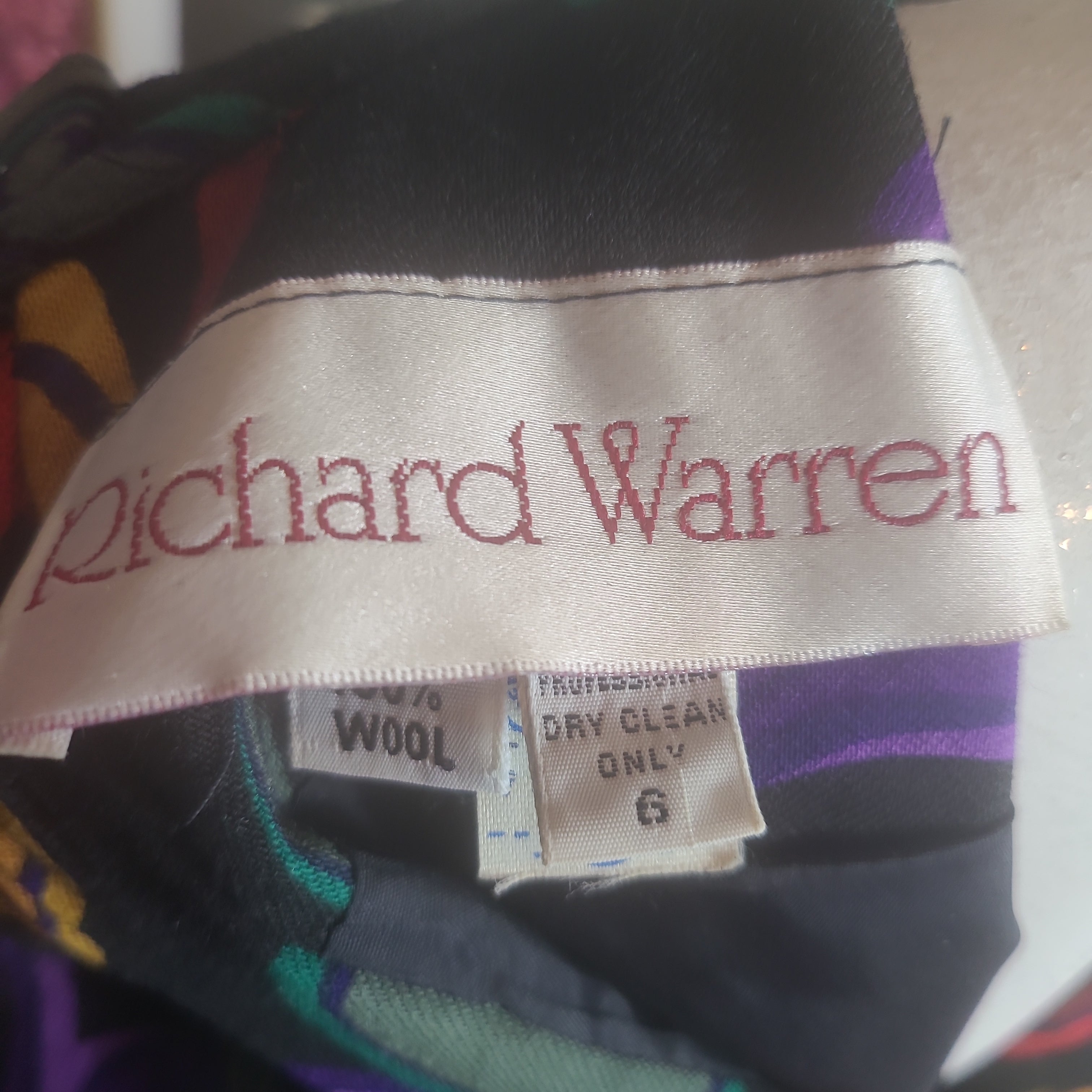 80s Vintage Wool Shirts Richard Warren Printed Peplum Top Size 6