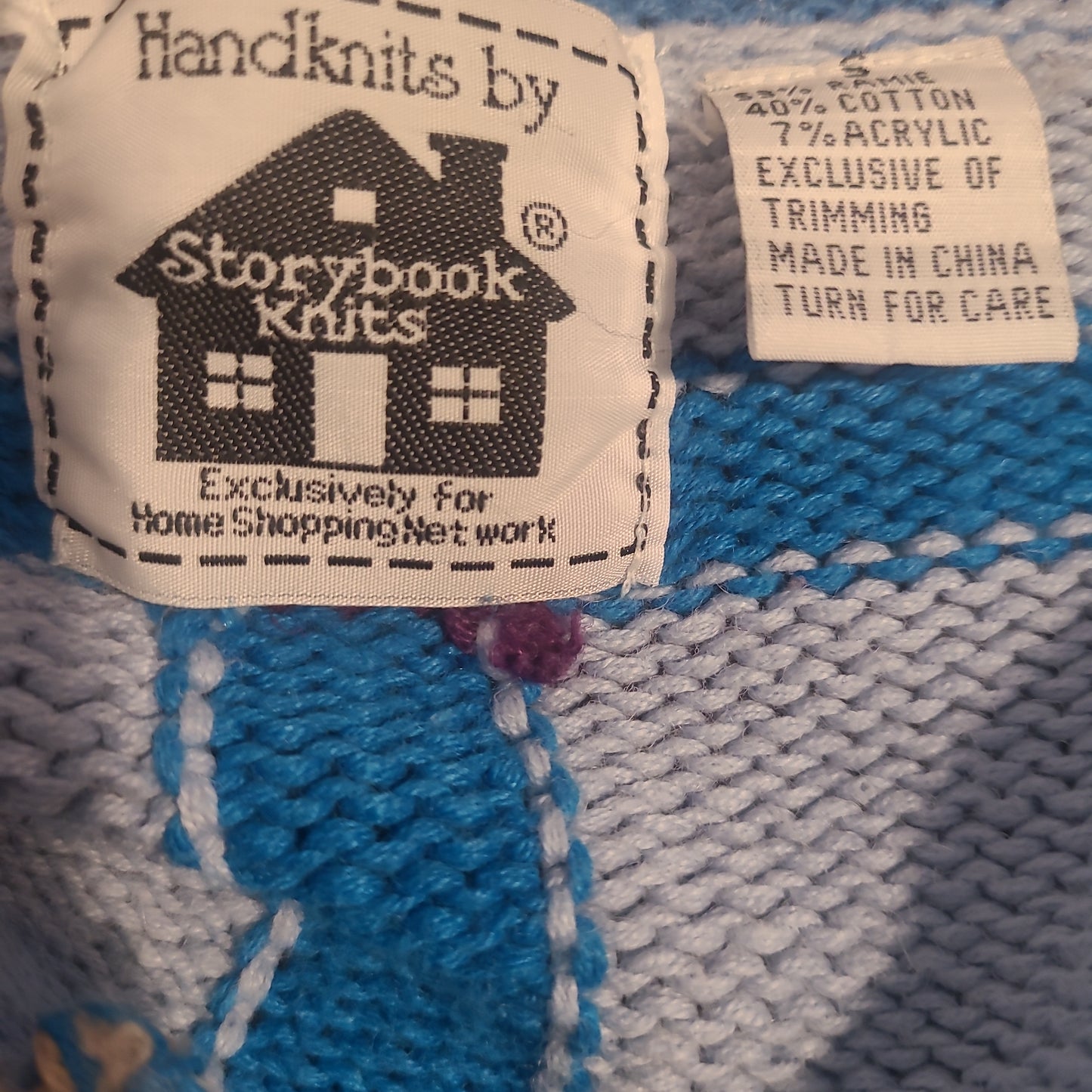 Vintage Storybook Knits My Funny Teddy Sweater Size Small