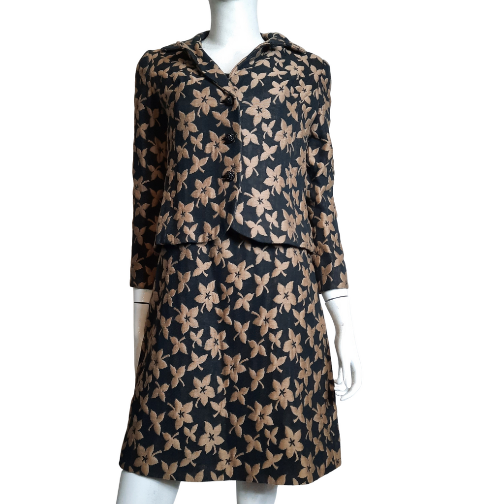 1950s Floral Print Sheath Dress & Jacket Size S