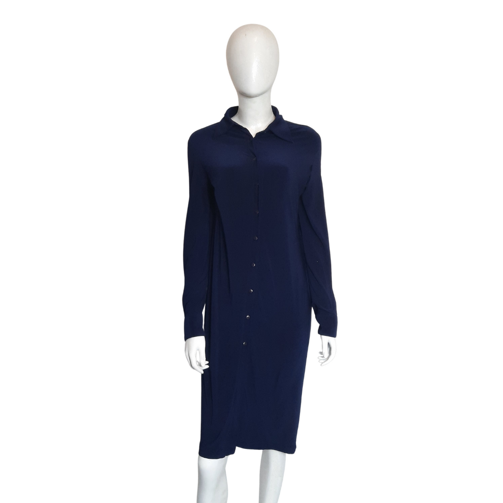 Vintage Norma Kamali Timeless Navy Jersey Shirtdress Sz. S