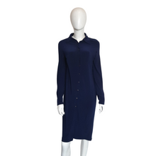 Load image into Gallery viewer, Vintage Norma Kamali Timeless Navy Jersey Shirtdress Sz. S
