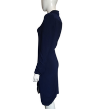 Load image into Gallery viewer, Vintage Norma Kamali Timeless Navy Jersey Shirtdress Sz. S
