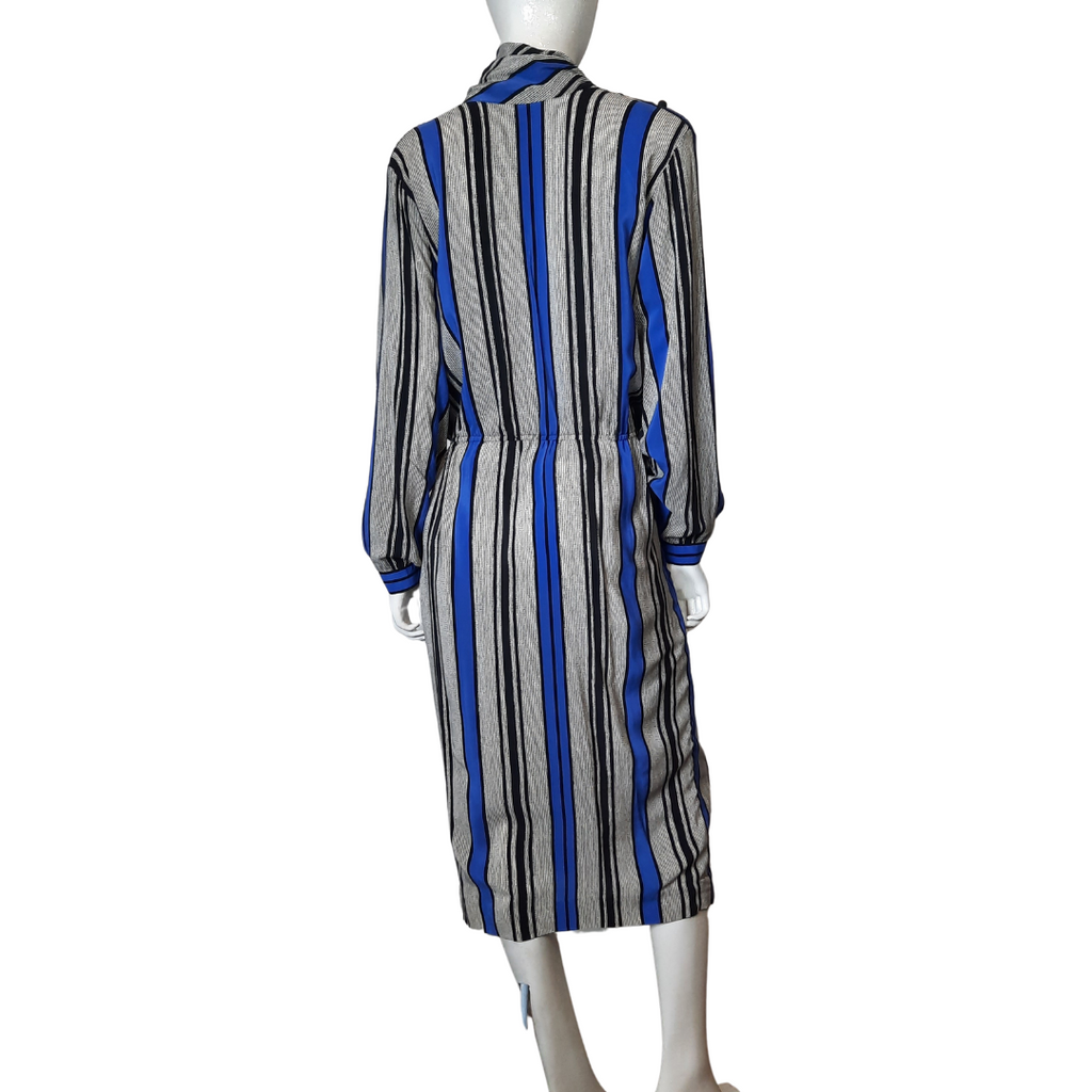 Vintage Blue Silk Stripe Blousan Dress Size L