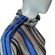 Load image into Gallery viewer, Vintage Blue Silk Stripe Blousan Dress Size L
