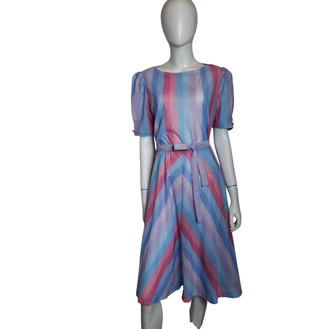 1970's Diagnoal Stripe Dress Size M