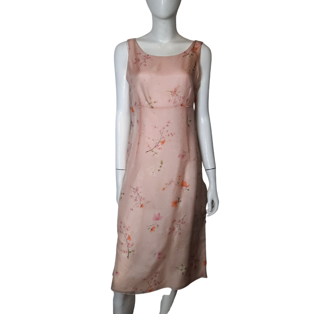 Oscar De La Renta Floral Print Silk Chiffon Dress Size 10