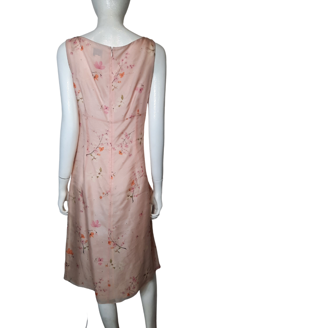 Oscar De La Renta Floral Print Silk Chiffon Dress Size 10