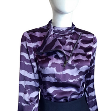 Load image into Gallery viewer, Monika Chiang Purple Cloud Print Silk Blouse
