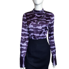 Load image into Gallery viewer, Monika Chiang Purple Cloud Print Silk Blouse
