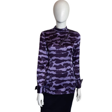 Load image into Gallery viewer, Monika Chiang Purple Cloud Print Silk Blouse
