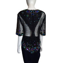 Load image into Gallery viewer, Laurence Kazar New York Beaded Bodice Blouse Size L
