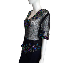 Load image into Gallery viewer, Laurence Kazar New York Beaded Bodice Blouse Size L
