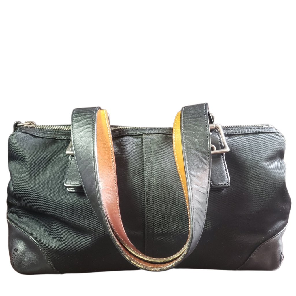 Coach Woven Satchel with Leather Trimming