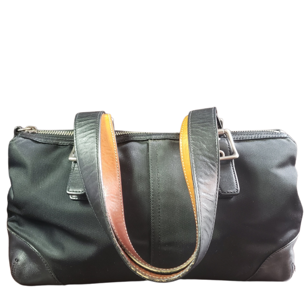 Coach Woven Satchel with Leather Trimming
