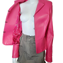 Load image into Gallery viewer, Pink Leather Blazer Jacket Size M