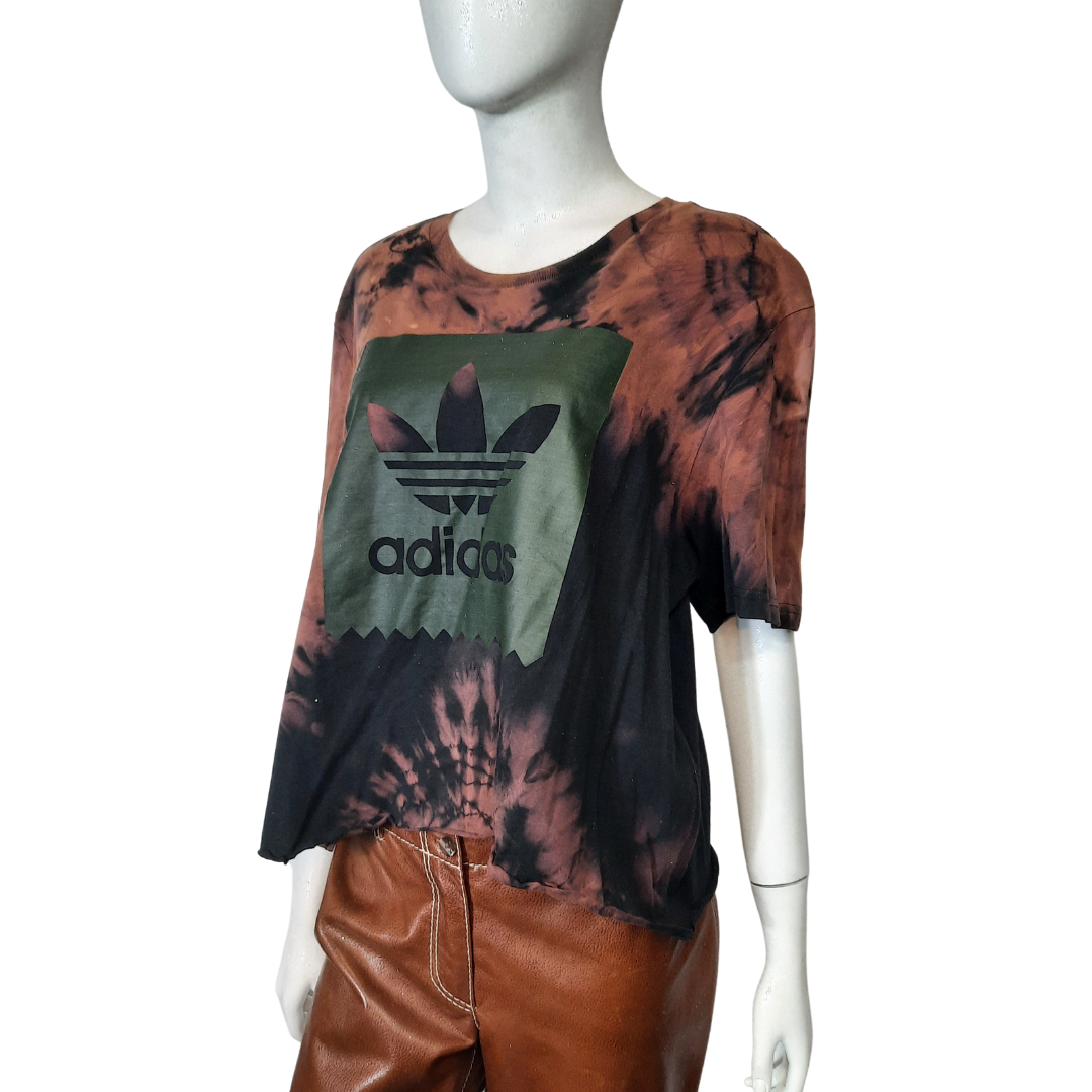 Addias Crop Black Cherry Tye Dye T - Shirt size XL