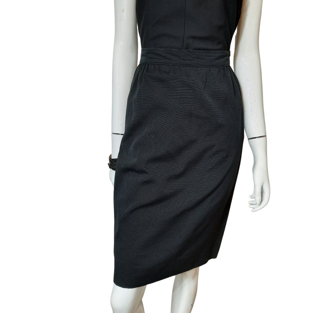 Vintage Black Skirts Emanuel Ungaro Paris Parallele Silk Corded Pencil  size 12