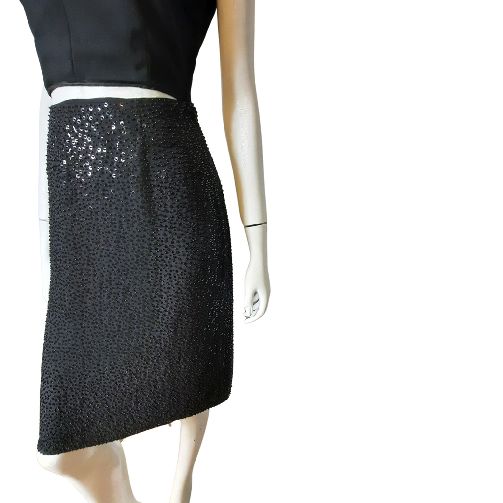 Brooks Brothers Silk Beaded Sequin Pencil Skirt sz. 2 - Lucille Golden Vintage, LLC