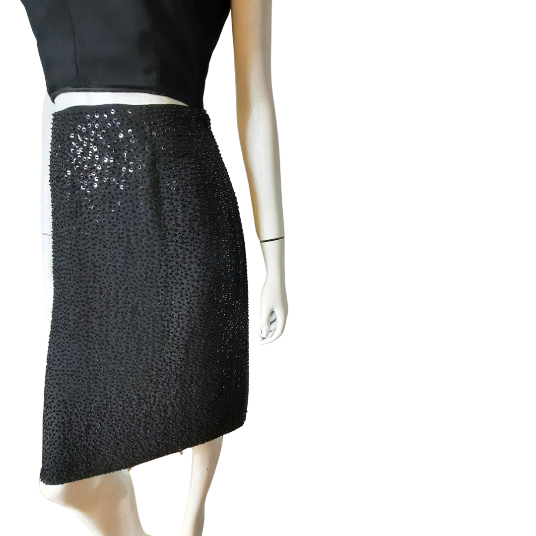 Brooks Brothers Silk Beaded Sequin Pencil Skirt sz. 2 - Lucille Golden Vintage, LLC