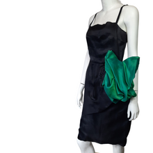 Load image into Gallery viewer, 1960s Silk Chiffon Short Draped Cocktail Dress Large Floret Silk Tafetta, sz S