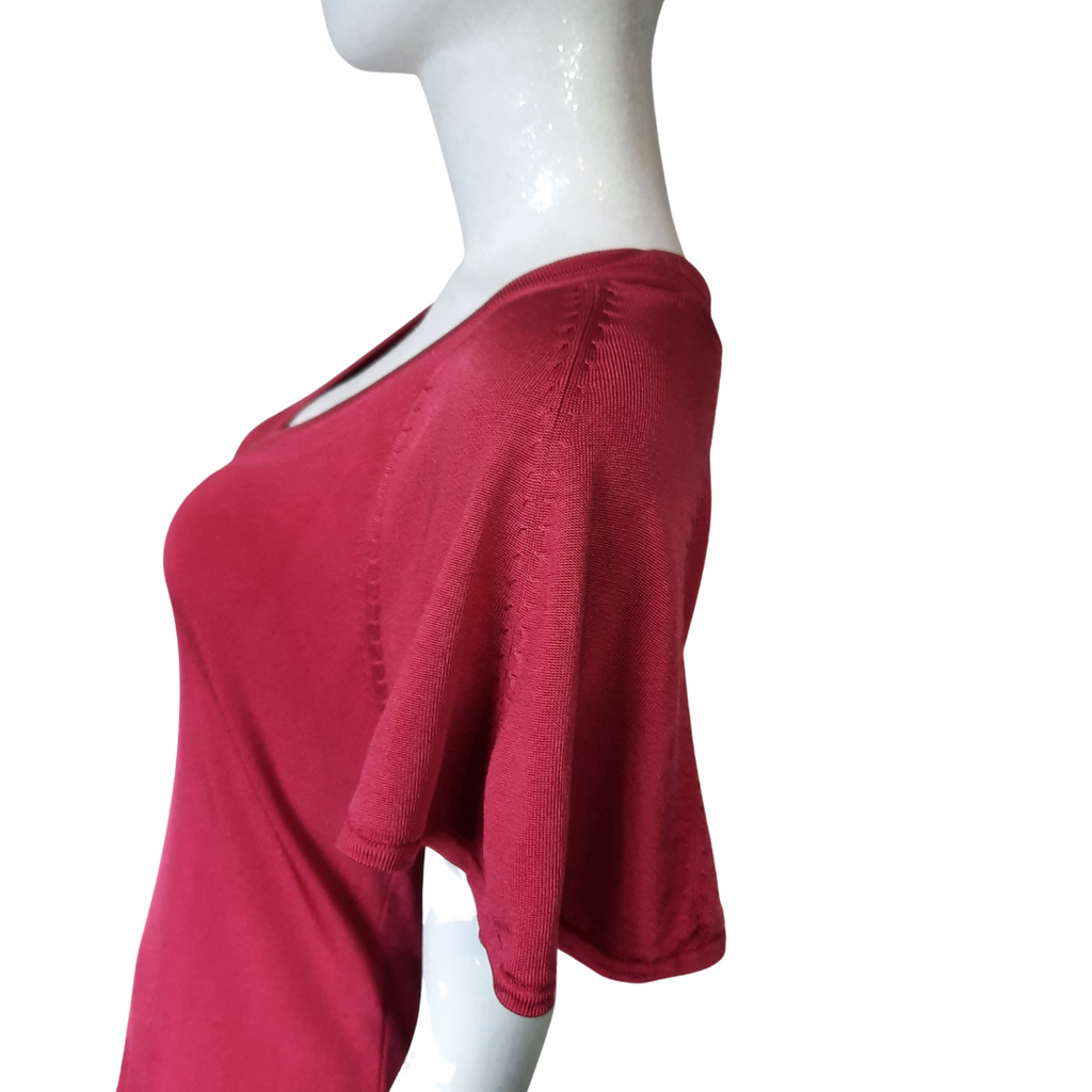 Karen Millen Raspberry Ruffle Hem Knit Dress — Contemporary Feminine Silhouette Size 3