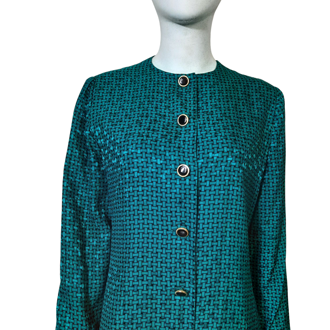 Julie Francis Silk Jacquard Pleated Dress Size 8