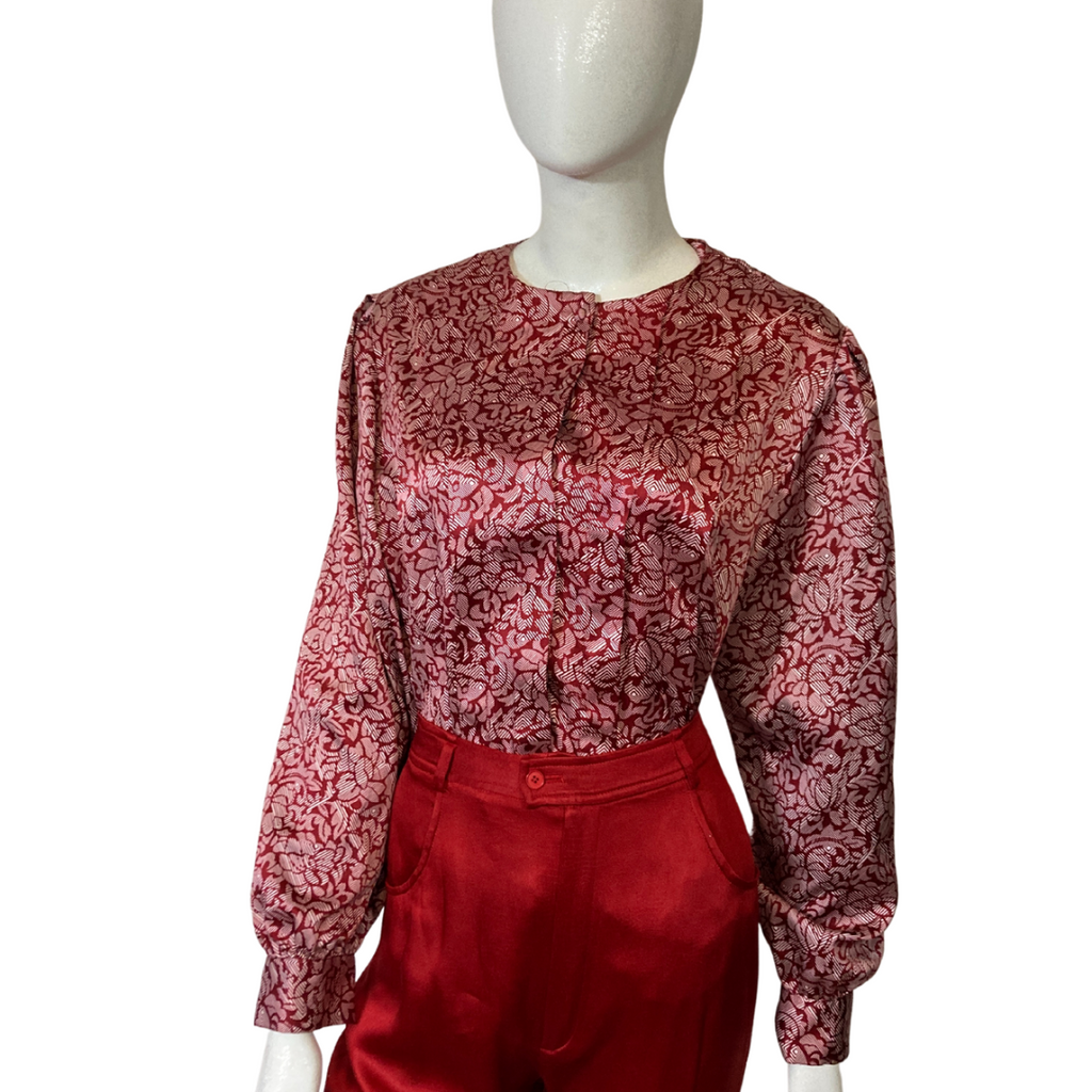 1970s Diane von Furstenberg Collarless Blouse Size 12