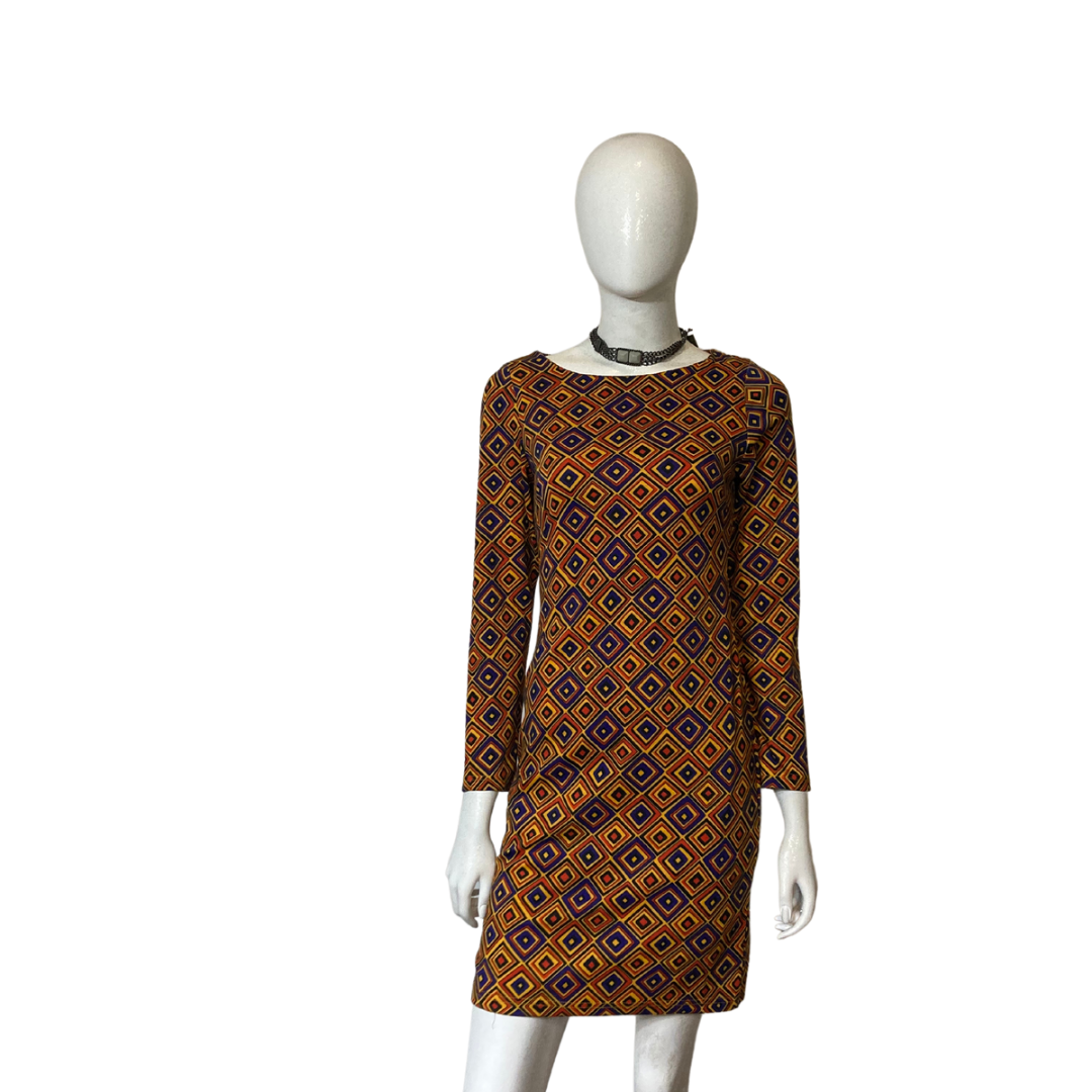 Vintage Geometric Print Sheath Dress Size M