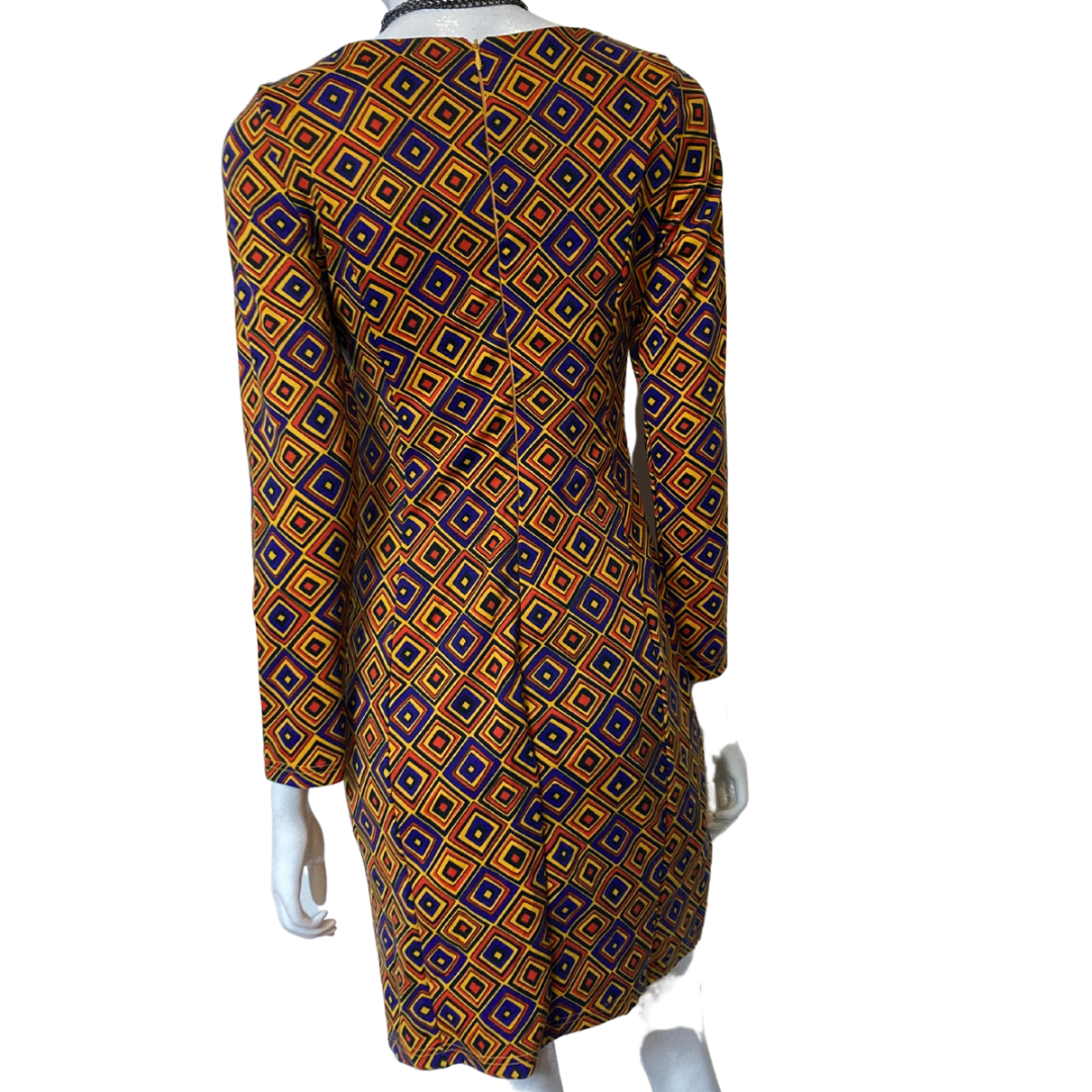 Vintage Geometric Print Sheath Dress Size M