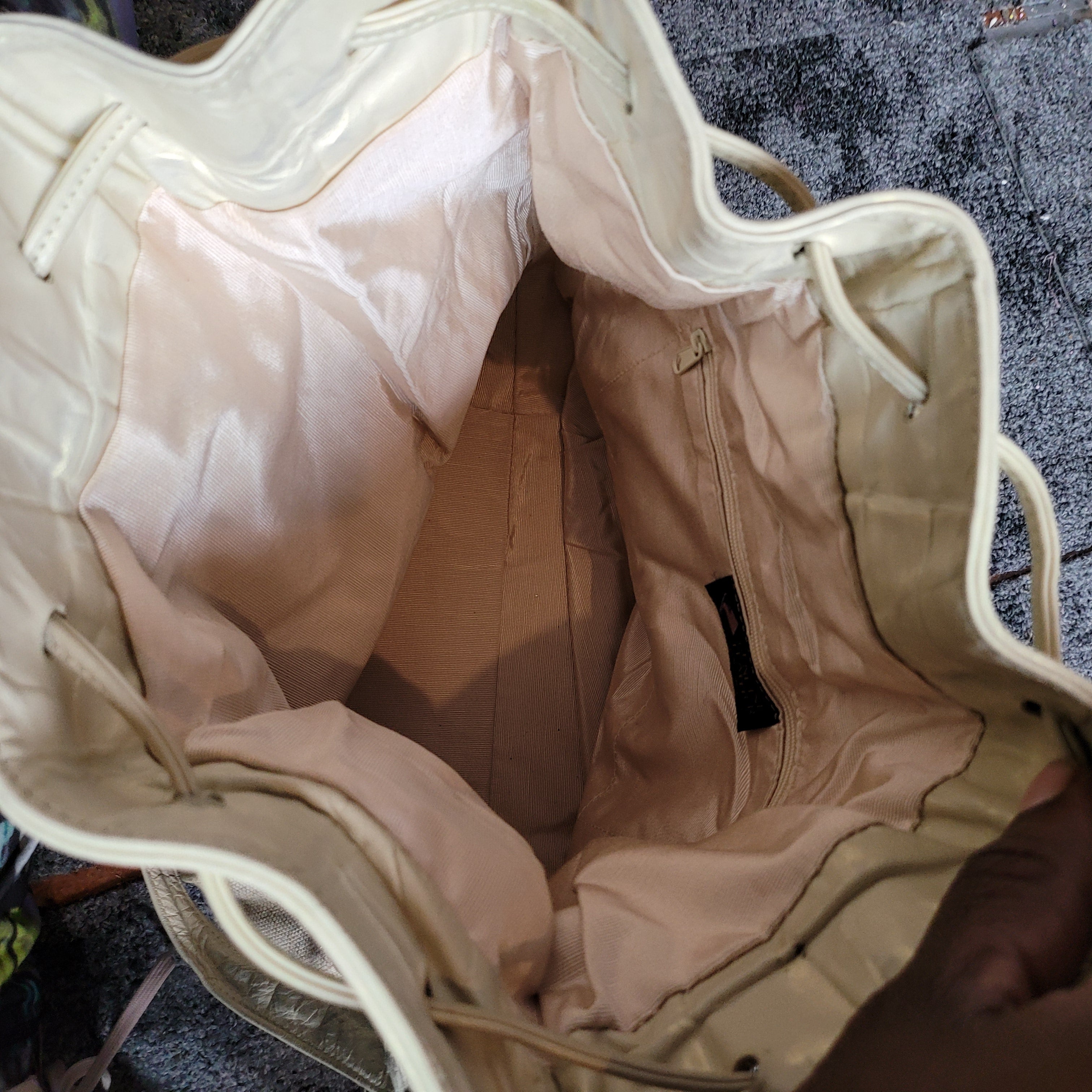 Vintage Leather and Canvas Drawstring Bucket Bag