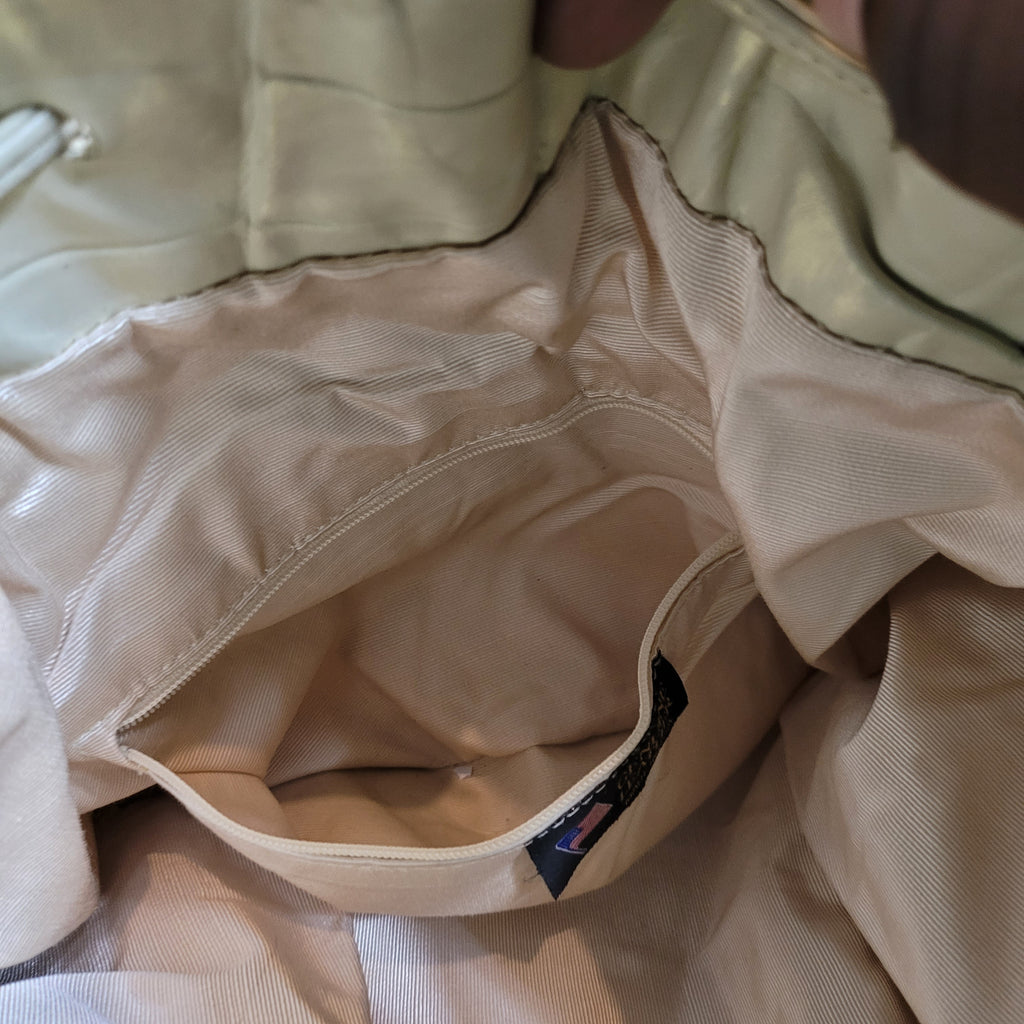 Vintage Leather and Canvas Drawstring Bucket Bag